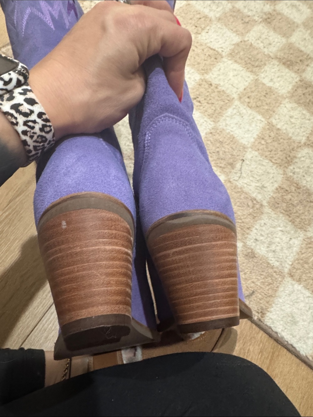 dingo Purple Suede Western Heeled Boots - Picture 3 of 4